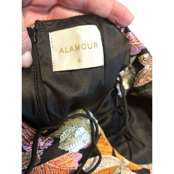 Alamour The Label Odette Gown Dress Floral Embroidered Formal Sequin Small S - Picture 14 of 15
